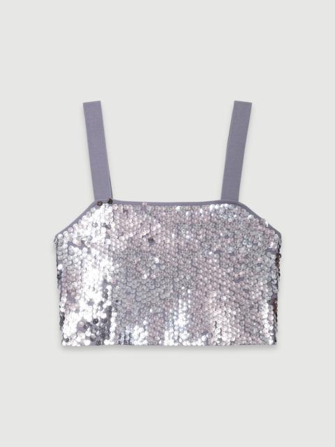 maje Sequinned knit top
