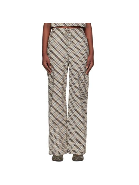 Burberry Taupe Check Cotton Pyjama Trousers