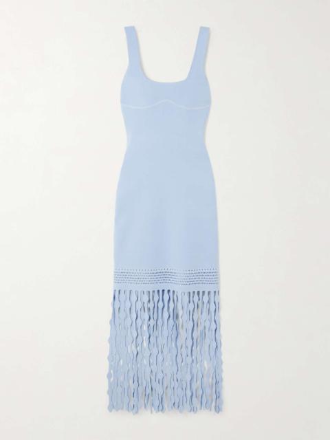 SIMKHAI Signa fringed open-knit maxi dress