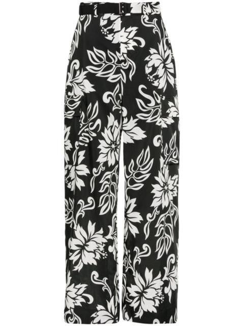 floral-print cargo trousers