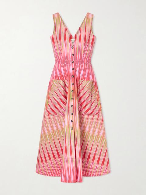 SALONI Zoey Printed Cotton-poplin Midi Dress