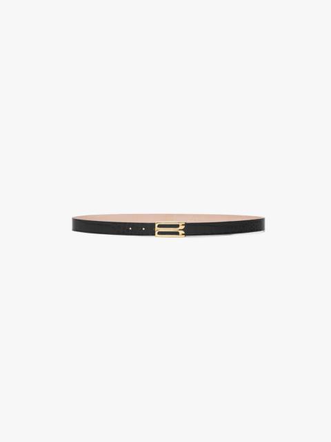 Victoria Beckham Dorian Belt In Black Croc Embossed Calf Leather