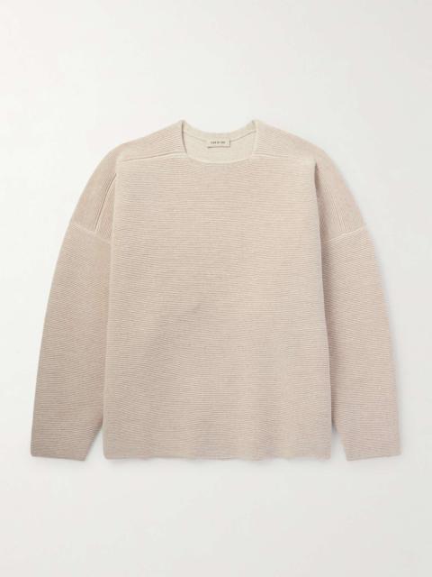 Logo-Appliquéd Ribbed Virgin Wool Sweater