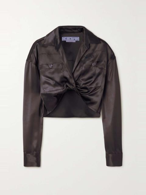 Off-White Cropped twist-front satin top