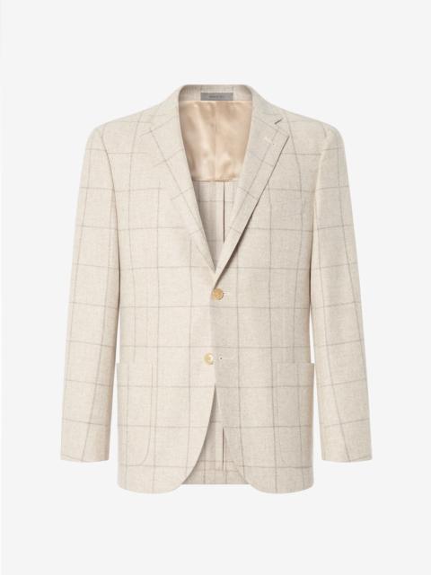 CORNELIANI Nude overcheck pure wool jacket