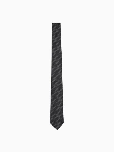 GIORGIO ARMANI Silk tie with geometric jacquard motif