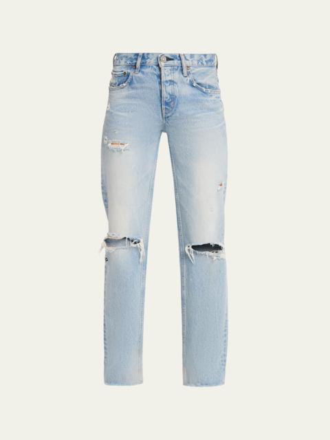 MOUSSY VINTAGE Distressed Straight Low-Rise Jeans