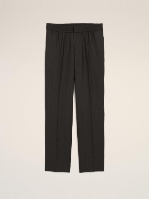 AMI Paris GREY ELASTICATED-WAIST STRIPED WOOL TROUSERS