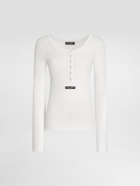 Dolce & Gabbana Ribbed cotton serafino t-shirt
