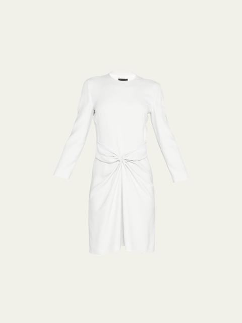 Ruched Long-Sleeve A-Line Dress