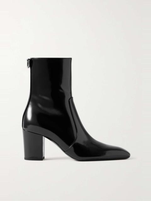 SAINT LAURENT Betty buckled glossed-leather knee boots