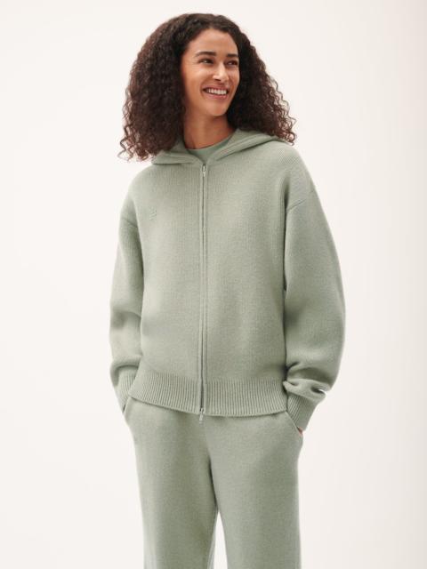 PANGAIA Womens DNA Recycled Cashmere Zipped Hoodie - Moss Green