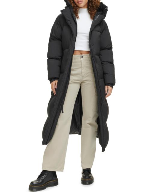 Side Zip Hooded Maxi Puffer Jacket