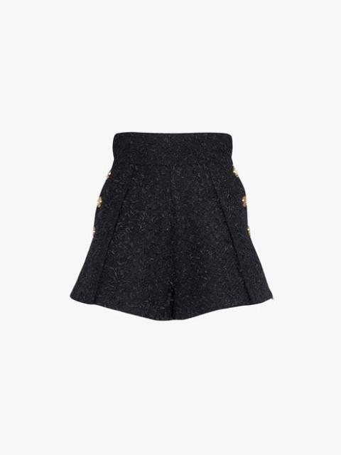 Balmain High-waisted black tweed shorts