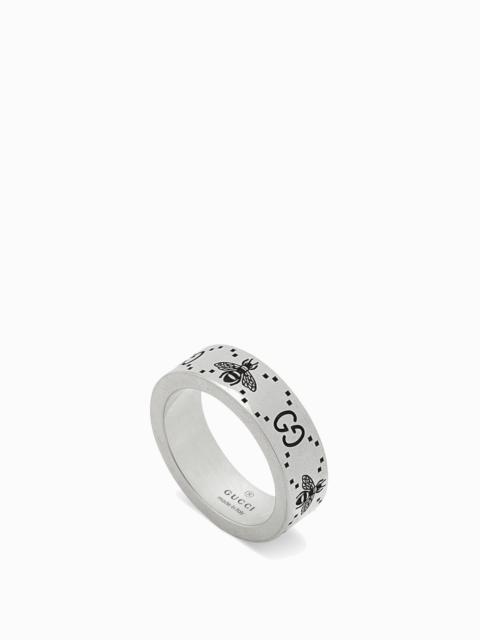 Gucci ring in silver with GG logo and bee engravings