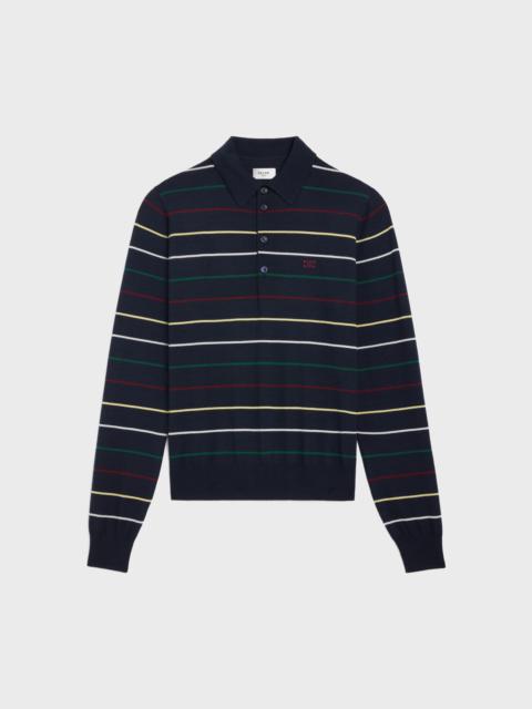 CELINE striped triomphe polo in fine wool