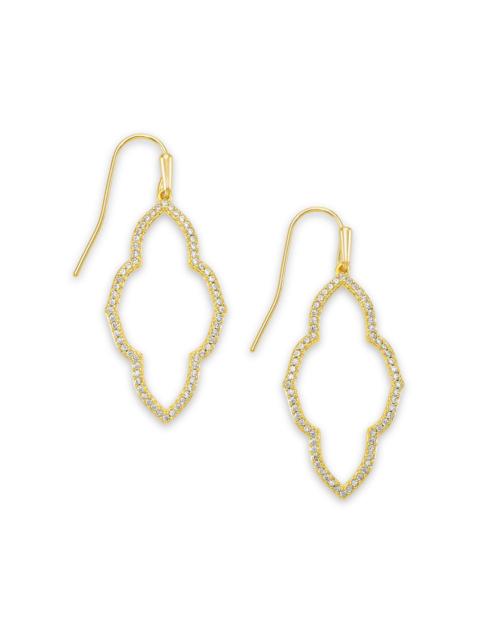 KENDRA SCOTT Abbie Gold Small Open Frame Earrings in White Crystal