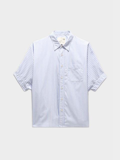 OVERSIZED BOXY BUTTON UP SHIRT - LT BLUE WIDE STRIPE | R13