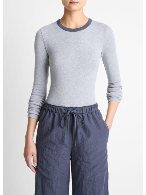 Vince Tipped Heathered Pima Cotton-Blend Long-Sleeve T-Shirt