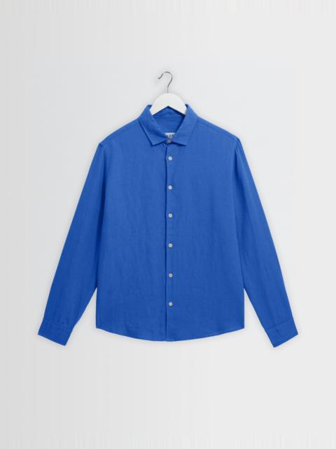 Wax London Dartford - French Blue Washed Linen Shirt