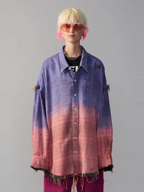 R13 REVERSIBLE SHREDDED SEAM DROP NECK SHIRT