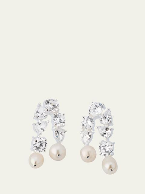 Completedworks Trickles Rhodium-Plated Sterling Silver Earrings with Cubic Zirconia and Pearls