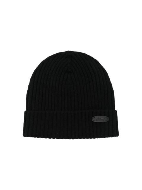 Brioni logo-patch beanie hat