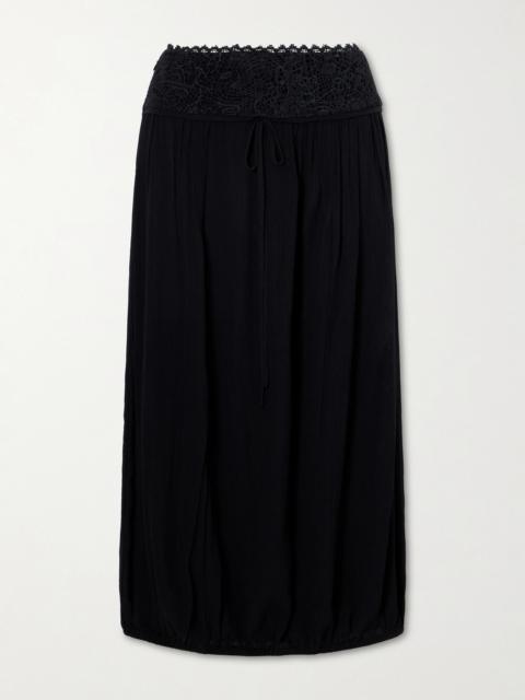 Isabel Marant Nilma Lace-trimmed Silk Midi Skirt