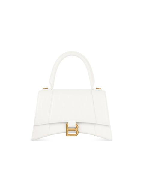 Women's Hourglass Small Handbag Crocodile Embossed in White