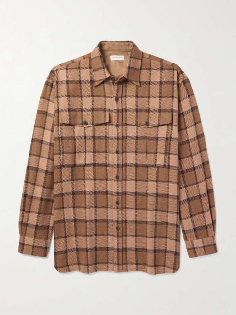 Oversized Brushed Checked Cotton-Blend Twill Shirt