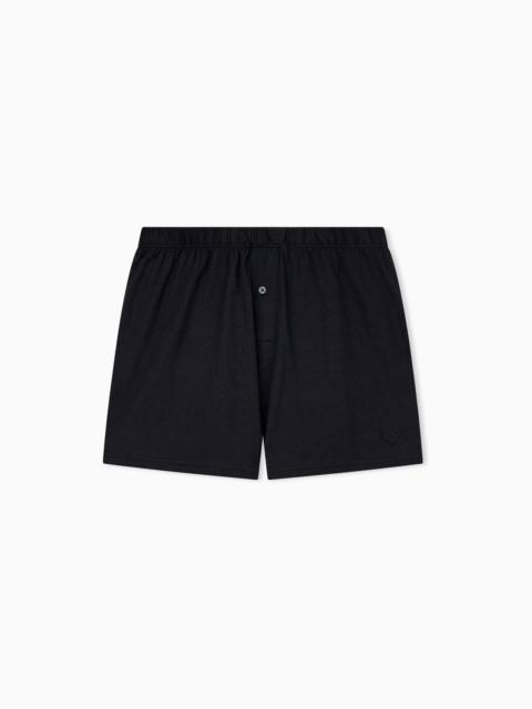 EMPORIO ARMANI BOXER SHORTS IN PIMA COTTON JERSEY WITH SINGLE BUTTON FLY
