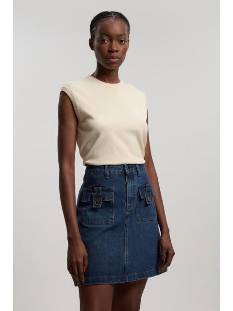 KAREN MILLEN Denim Button Front Midi Skirt