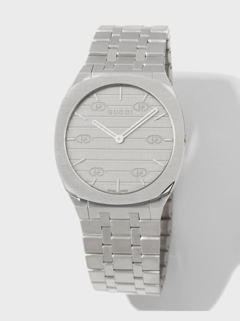 GUCCI 25H 34mm Stainless Steel Bracelet Watch