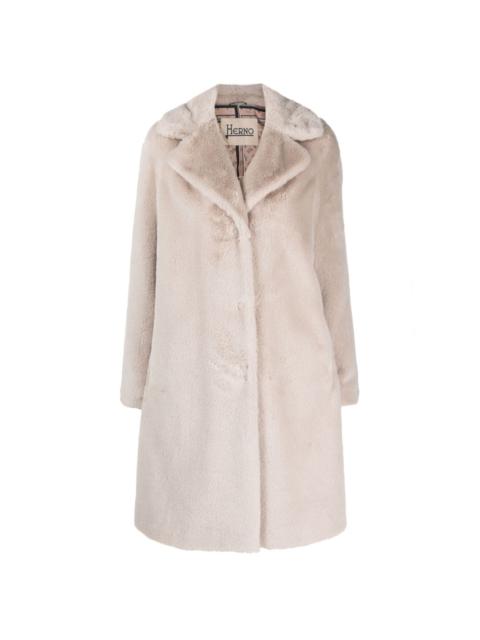 Herno notched-lapels faux-fur coat