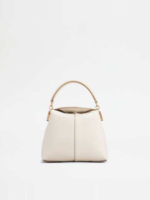 TOD'S T CASE TOTE MESSENGER BAG IN LEATHER MICRO - WHITE