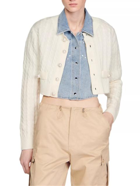 Elina Cable Knit Cropped Cardigan