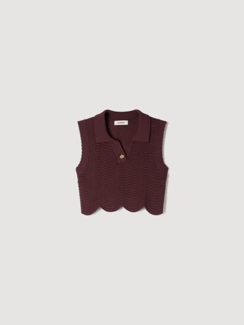 Sandro CROPPED DECORATIVE KNIT TOP
