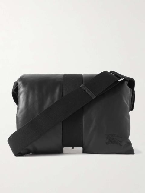 Logo-Embroidered Padded Leather Messenger Bag