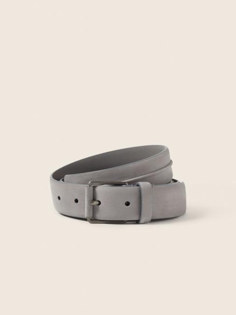 ZEGNA GREY MÉLANGE NUBUCK BELT