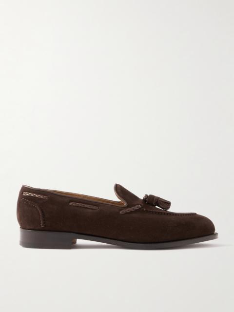 EDWARD GREEN Belgravia Tasseled Leather-Trimmed Suede Loafers