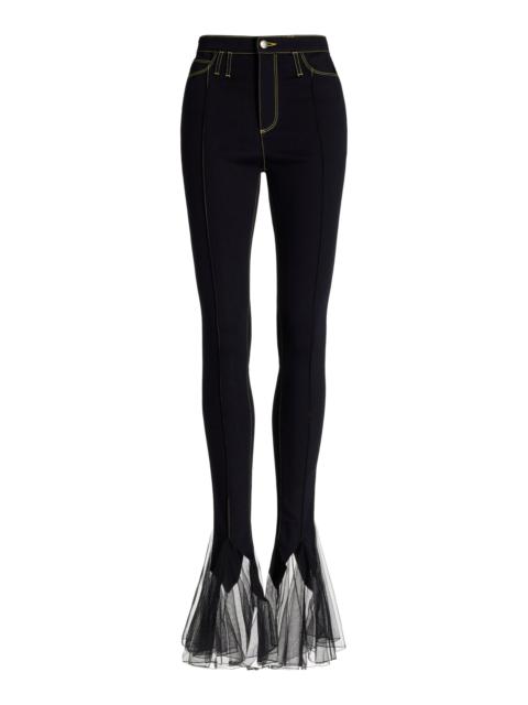 NENSI DOJAKA Tulle-Trimmed Stretch High-Rise Skinny Jeans black