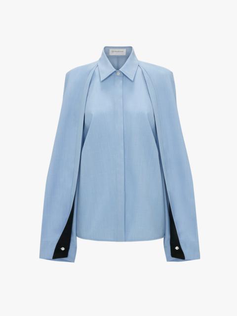 Victoria Beckham Pleat Detail Raglan Shirt In Oxford Blue