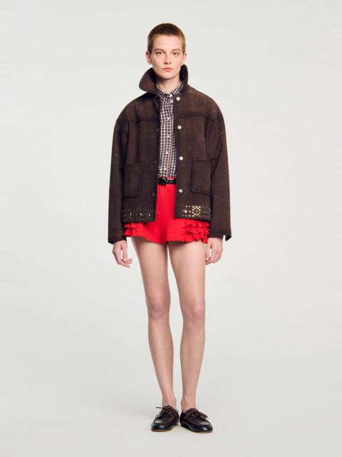 Sandro STUDDED SUEDE LEATHER JACKET