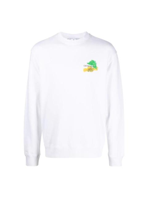 Off-White Brush Arrow Slim Crew Neck Sweatshirt 'White' OMBA057S23FLE0010184