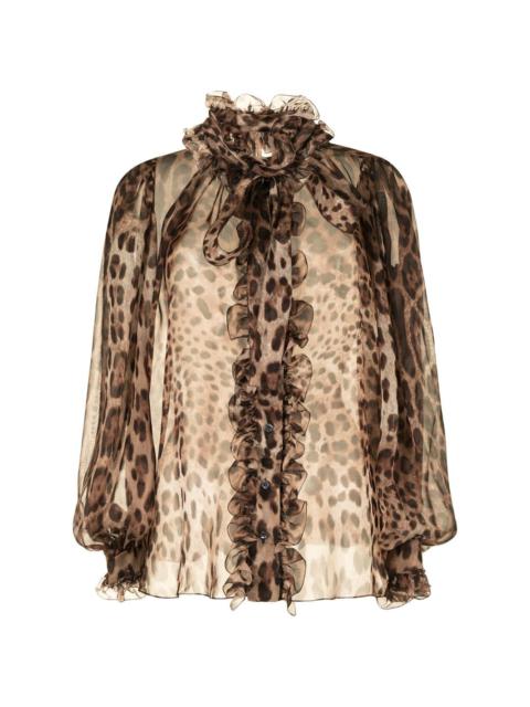 leopard-print silk shirt