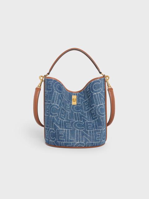 CELINE Bucket 16 Bag in DENIM WITH CELINE ALL-OVER print