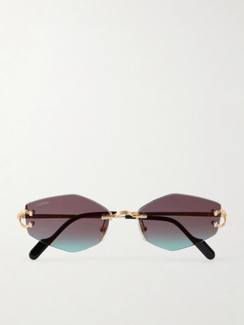 Cartier Squared-Frame Metal Sunglasses