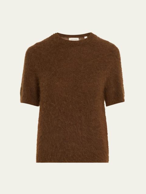 House of Dagmar Short-Sleeve Brushed Alpaca Sweater