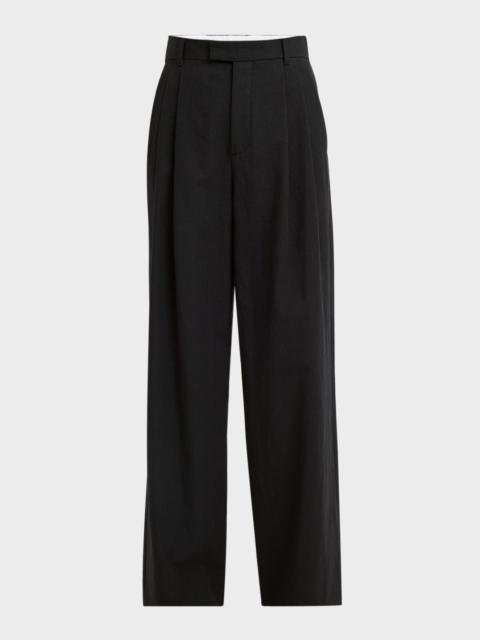 armarium Giorgina Double-Pleated Wide-Leg Cotton-Linen Pants
