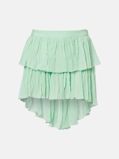 Blumarine Plissé tiered georgette miniskirt